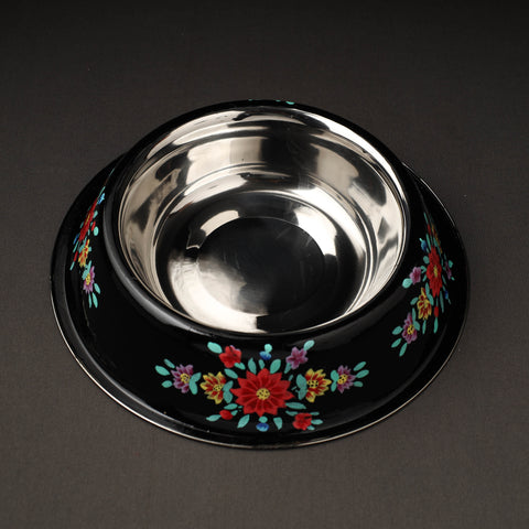  Black Handpainted Stainless Steel Pet Bowl