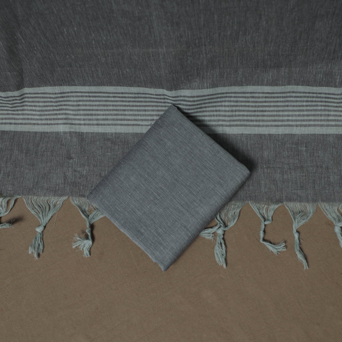 Grey - jacquard cotton 3pc unstitched dress material suit
