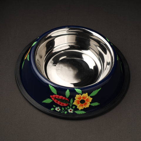  Blue Handpainted Stainless Steel Pet Bowl 
