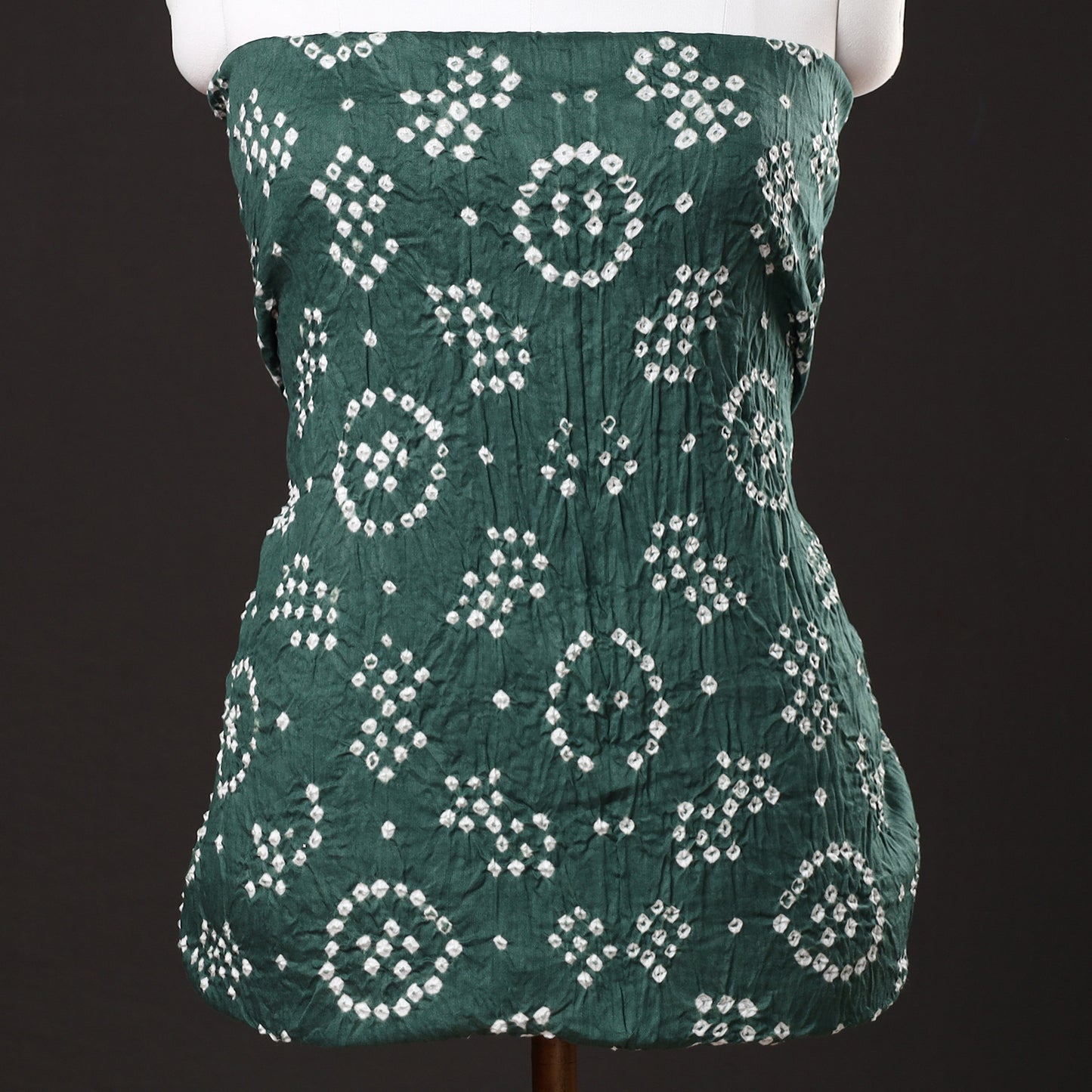 Green - 3pc Kutch Bandhani Tie-Dye Satin Cotton Suit Material Set 85