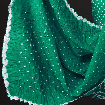 Green - 3pc Kutch Bandhani Tie-Dye Satin Cotton Suit Material Set 106