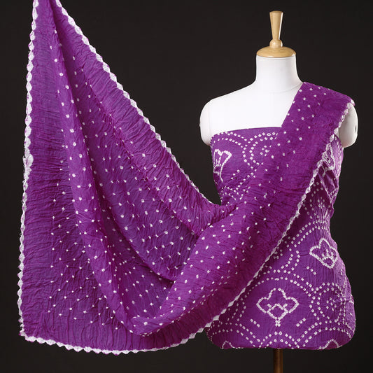 3pc Kutch Bandhani Tie-Dye Satin Cotton Suit Material Set 108