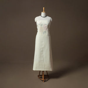 White - Tangaliya Handwoven Cotton Unstitched Kurta Material (3M) 23