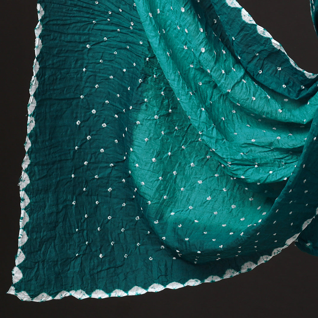 Green - 3pc Kutch Bandhani Tie-Dye Satin Cotton Suit Material Set 146