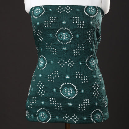 Green - 3pc Kutch Bandhani Tie-Dye Satin Cotton Suit Material Set 149