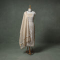 Lucknowi Chikankari Beadwork Tissue Zari Silk Unstitched Dress Material: Kurta with Dupatta 02