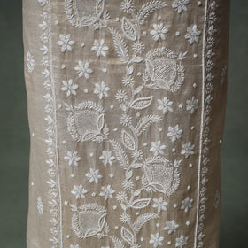 Lucknowi Chikankari Beadwork Tissue Zari Silk Unstitched Dress Material: Kurta with Dupatta 02