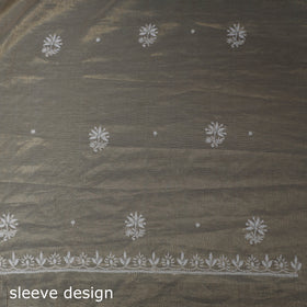 Lucknowi Chikankari Beadwork Tissue Zari Silk Unstitched Dress Material: Kurta with Dupatta 02