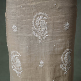 Lucknowi Chikankari Beadwork Tissue Zari Silk Unstitched Dress Material: Kurta with Dupatta 03