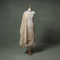 Lucknowi Chikankari Beadwork Tissue Zari Silk Unstitched Dress Material: Kurta with Dupatta 04