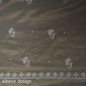 Lucknowi Chikankari Beadwork Tissue Zari Silk Unstitched Dress Material: Kurta with Dupatta 05