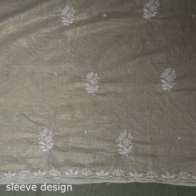 Lucknowi Chikankari Beadwork Tissue Zari Silk Unstitched Dress Material: Kurta with Dupatta 07