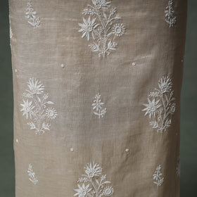 Lucknowi Chikankari Beadwork Tissue Zari Silk Unstitched Dress Material: Kurta with Dupatta 08