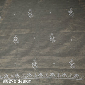 Lucknowi Chikankari Beadwork Tissue Zari Silk Unstitched Dress Material: Kurta with Dupatta 09