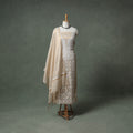 Lucknowi Chikankari Beadwork Tissue Zari Silk Unstitched Dress Material: Kurta with Dupatta 10