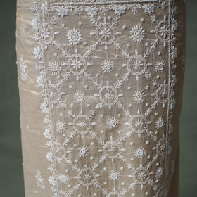 Lucknowi Chikankari Beadwork Tissue Zari Silk Unstitched Dress Material: Kurta with Dupatta 10