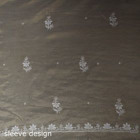 Lucknowi Chikankari Beadwork Tissue Zari Silk Unstitched Dress Material: Kurta with Dupatta 10