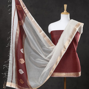 2pc Maheshwari Silk Handloom Suit Material Set with Zari Border 03