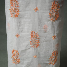 Lucknowi Chikankari Mul Chanderi Unstitched Dress Material: Kurta with Dupatta 13