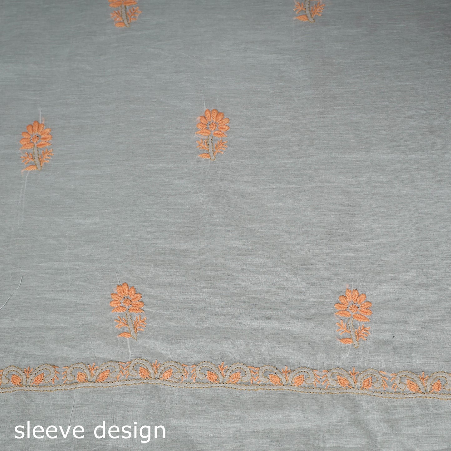 Lucknowi Chikankari Mul Chanderi Unstitched Dress Material: Kurta with Dupatta 13