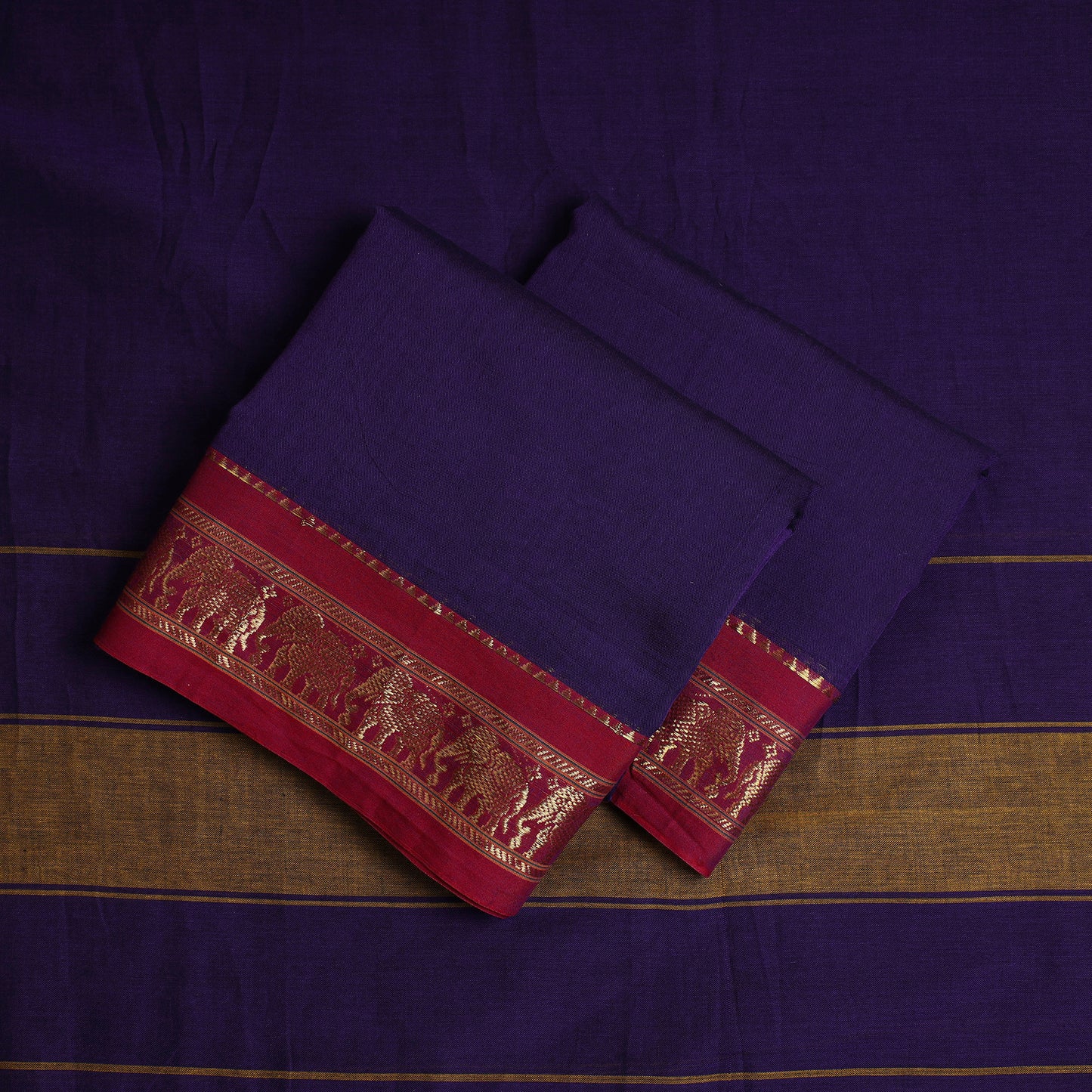 Blue - 3pc Traditional Cotton Dharwad Dress Material 08