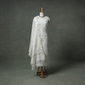 Lucknowi Chikankari Mul Chanderi Unstitched Dress Material: Kurta with Dupatta 12