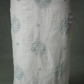Lucknowi Chikankari Mul Chanderi Unstitched Dress Material: Kurta with Dupatta 12