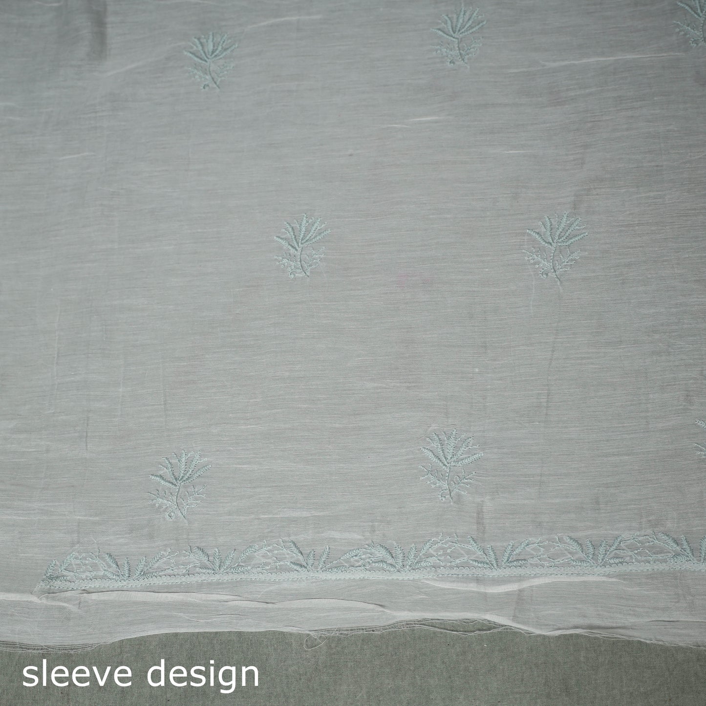 Lucknowi Chikankari Mul Chanderi Unstitched Dress Material: Kurta with Dupatta 12