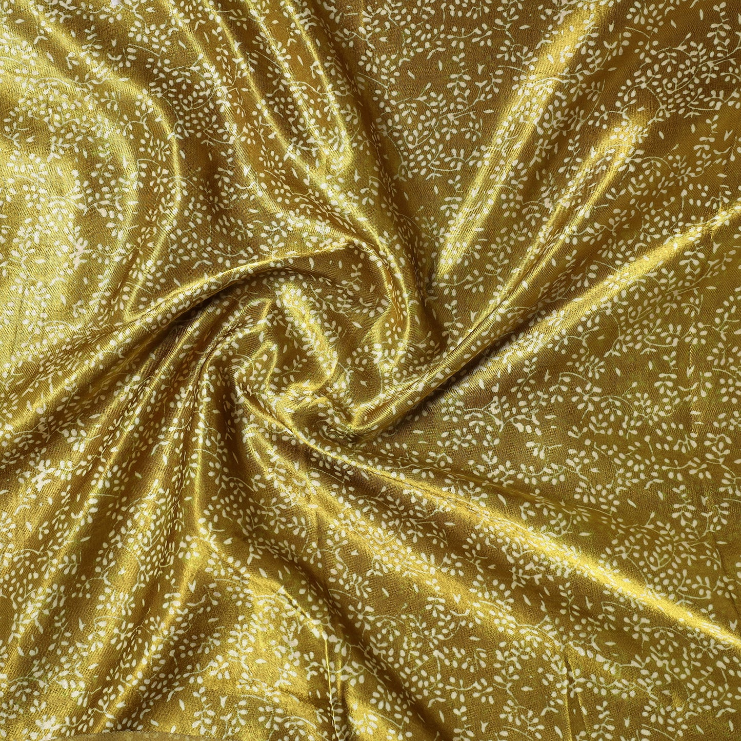 Yellow - Kutch Hand Block Printed Mashru Silk Precut Fabric 01