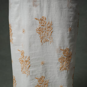 Lucknowi Chikankari Mul Chanderi Unstitched Dress Material: Kurta with Dupatta 14