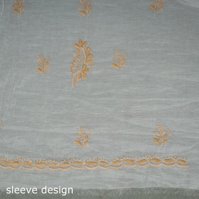 Lucknowi Chikankari Mul Chanderi Unstitched Dress Material: Kurta with Dupatta 14