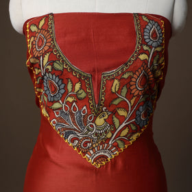Handpainted Srikalahasti Handloom Chanderi Silk Unstitched Kurta (2.5M) 01