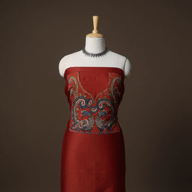Handpainted Srikalahasti Handloom Chanderi Silk Unstitched Kurta (2.5M) 03