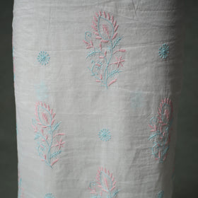 Lucknowi Chikankari Mul Chanderi Unstitched Dress Material: Kurta with Dupatta 15