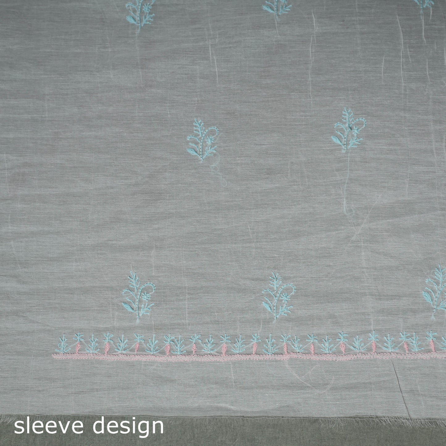 Lucknowi Chikankari Mul Chanderi Unstitched Dress Material: Kurta with Dupatta 15