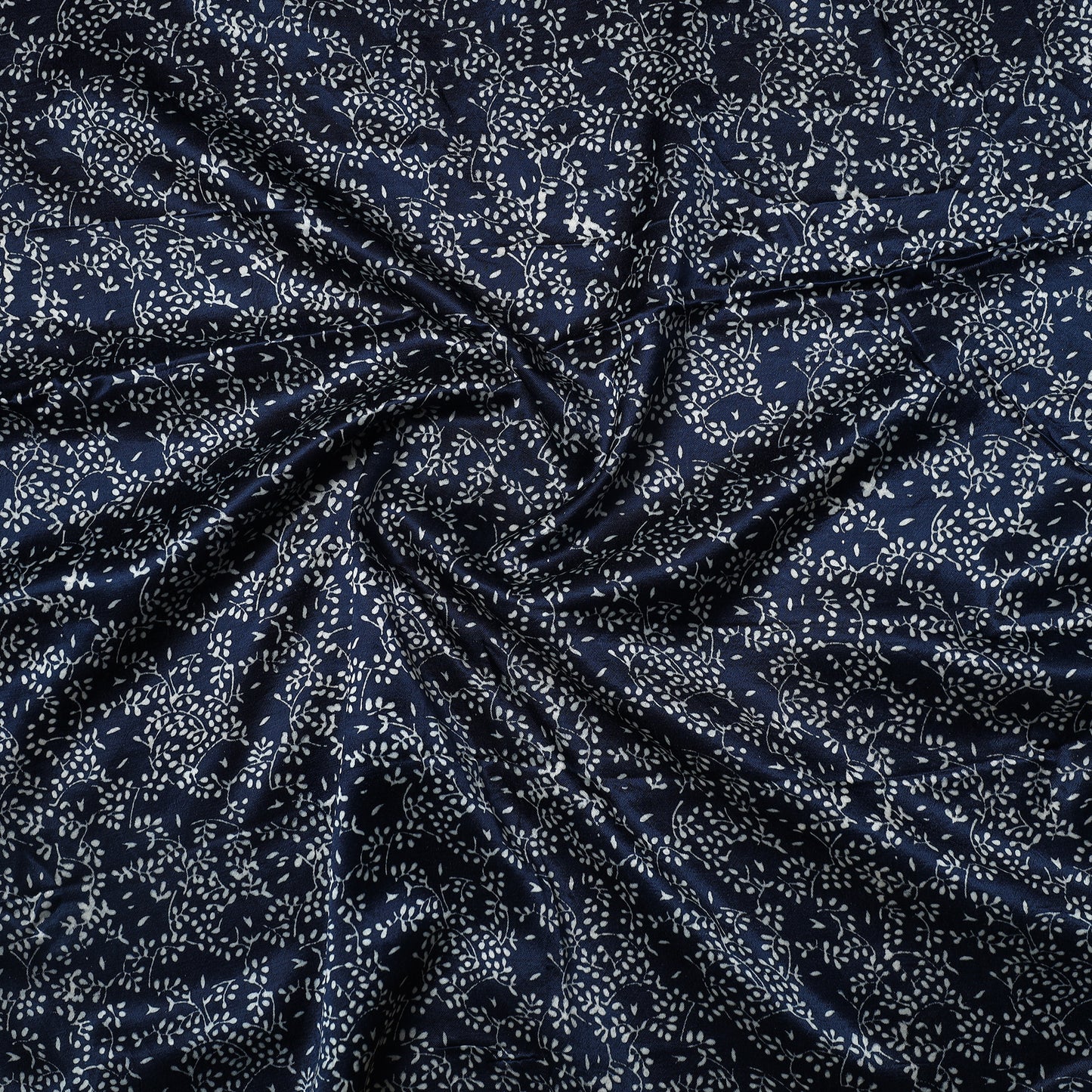 Blue - Kutch Hand Block Printed Mashru Silk Precut Fabric 08
