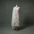 Lucknowi Chikankari Mul Chanderi Unstitched Dress Material: Kurta with Dupatta 16