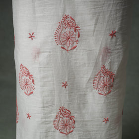 Lucknowi Chikankari Mul Chanderi Unstitched Dress Material: Kurta with Dupatta 16