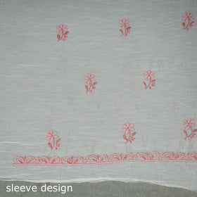 Lucknowi Chikankari Mul Chanderi Unstitched Dress Material: Kurta with Dupatta 16