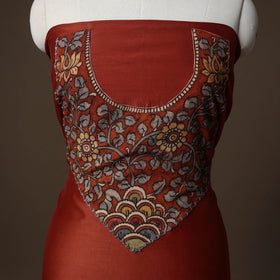 Handpainted Srikalahasti Handloom Chanderi Silk Unstitched Kurta (2.5M) 05