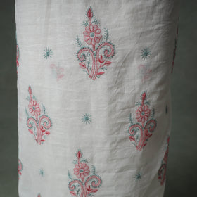 Lucknowi Chikankari Mul Chanderi Unstitched Dress Material: Kurta with Dupatta 17