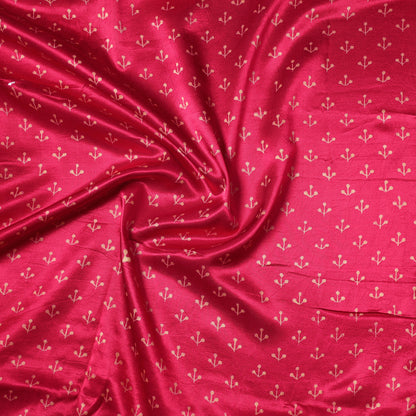 Pink - Kutch Hand Block Printed Mashru Silk Precut Fabric (1 meter) 14