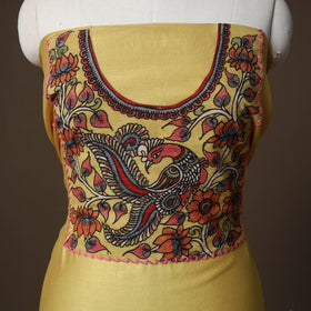 Handpainted Srikalahasti Handloom Chanderi Silk Unstitched Kurta (2.5M) 06