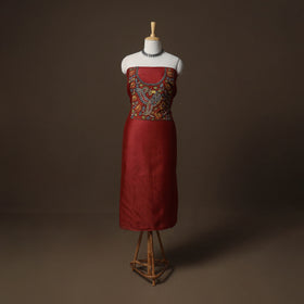 Handpainted Srikalahasti Handloom Chanderi Silk Unstitched Kurta (2.5M) 07