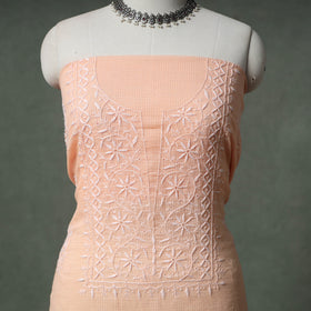 Lucknowi Chikankari Kota Doria Cotton Unstitched Dress Material: Kurta with Dupatta 19