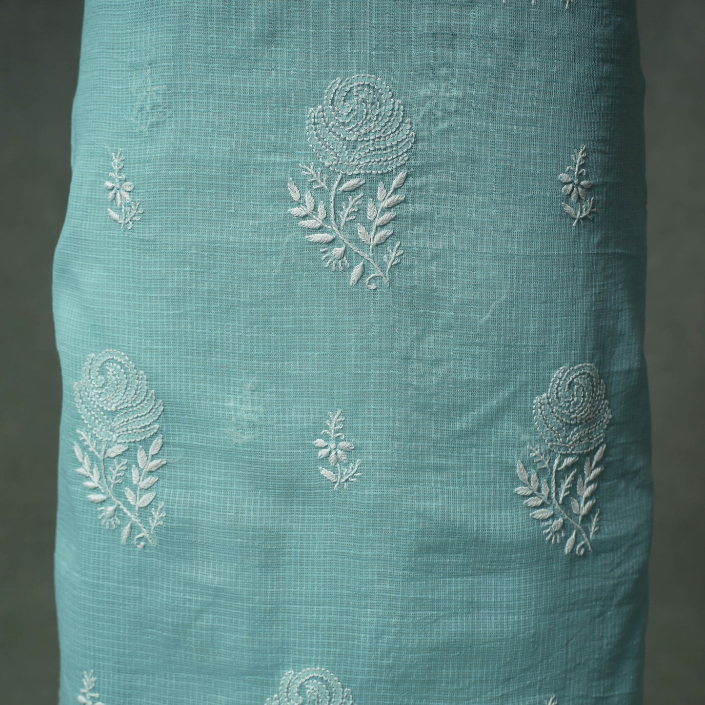 Lucknowi Chikankari Kota Doria Cotton Unstitched Dress Material: Kurta with Dupatta 21