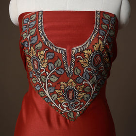 Handpainted Srikalahasti Handloom Chanderi Silk Unstitched Kurta (2.5M) 10