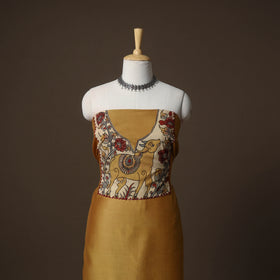 Handpainted Srikalahasti Handloom Chanderi Silk Unstitched Kurta (2.5M) 12