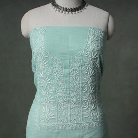 Lucknowi Chikankari Kota Doria Cotton Unstitched Dress Material: Kurta with Dupatta 22