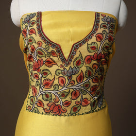 Handpainted Srikalahasti Handloom Chanderi Silk Unstitched Kurta (2.5M) 13